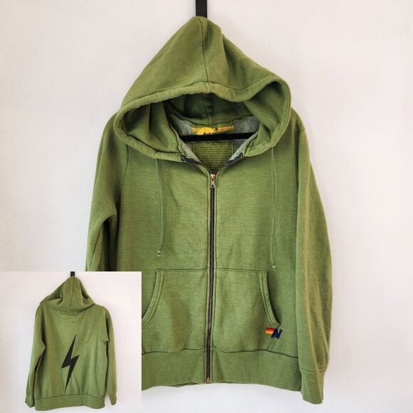 Aviator Nation Tops - Aviator Nation Green Hooded Sweatshirt Full-Zip Hoodie Women's M